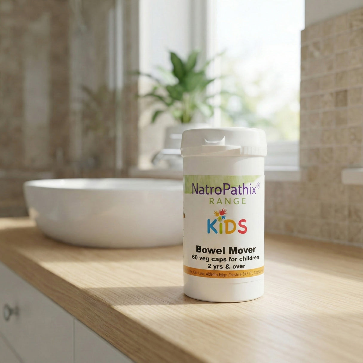Kids Bowel Mover on wooden countertop