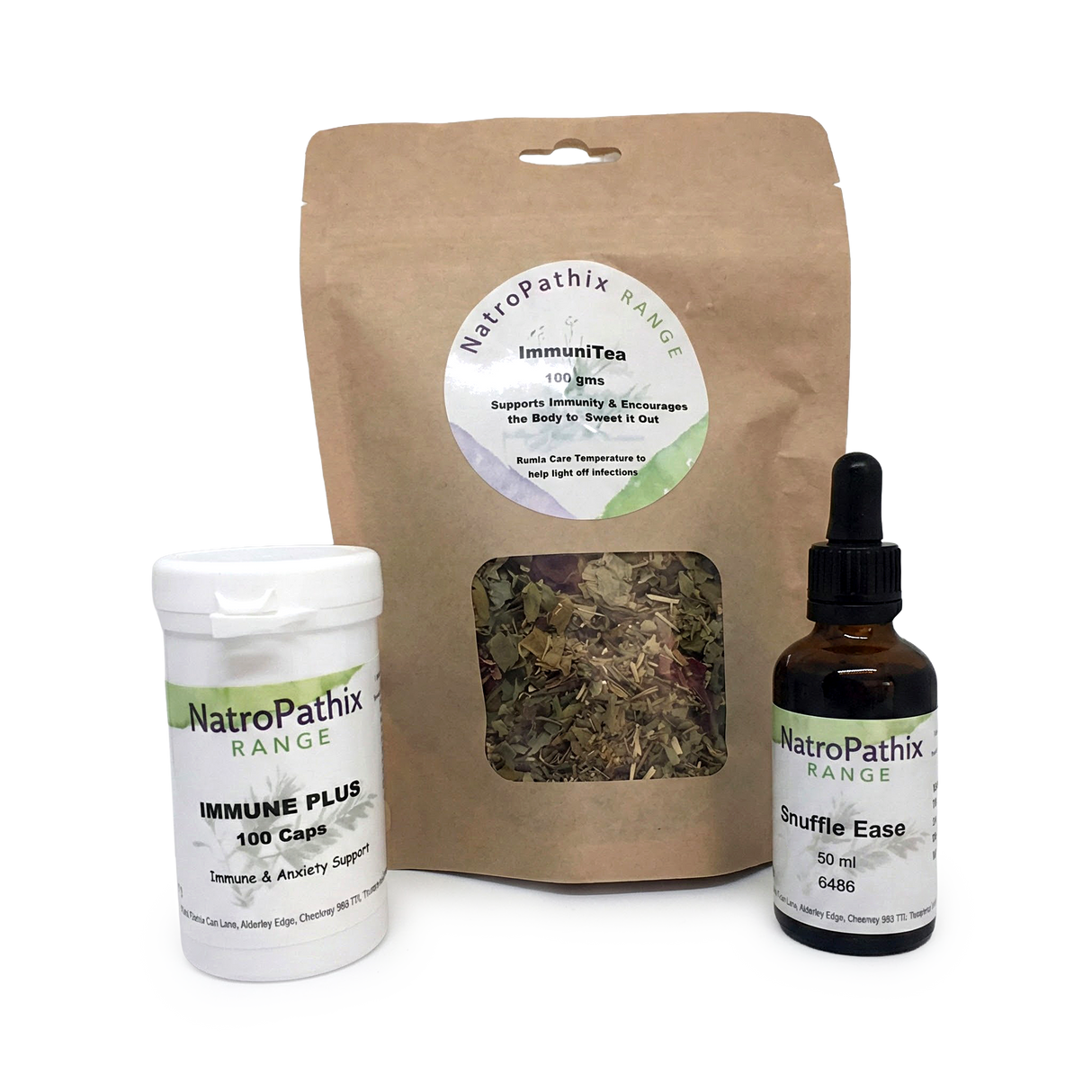 NatroPathix Immunity Combination supports your immune system with a convenient tea bag, easy capsules, and a powerful dropper in one complete package.