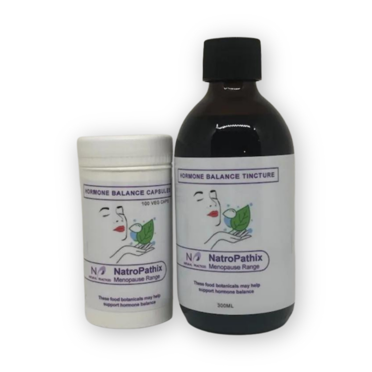 NatroPathix's Hormone Balance Combination includes a tincture and hormone balance capsules for effective menopause support and relief from hot flushes.