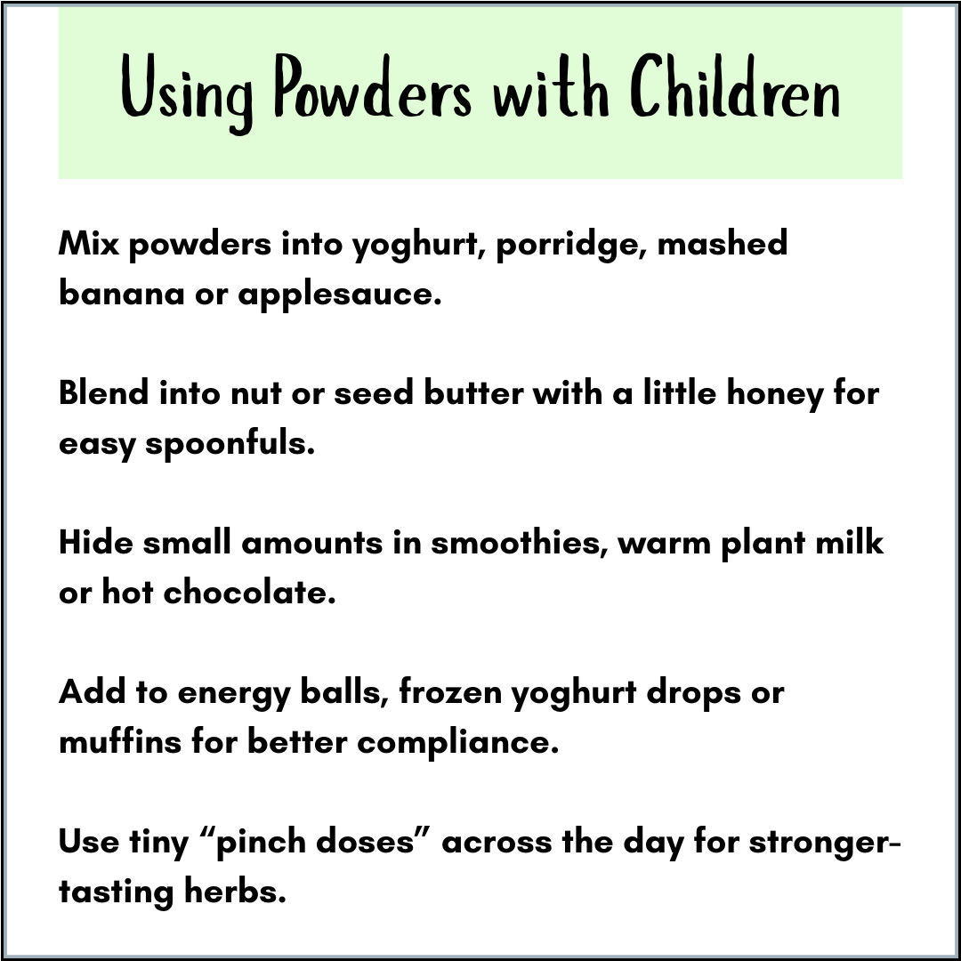 Using Powders with Children tips infographic