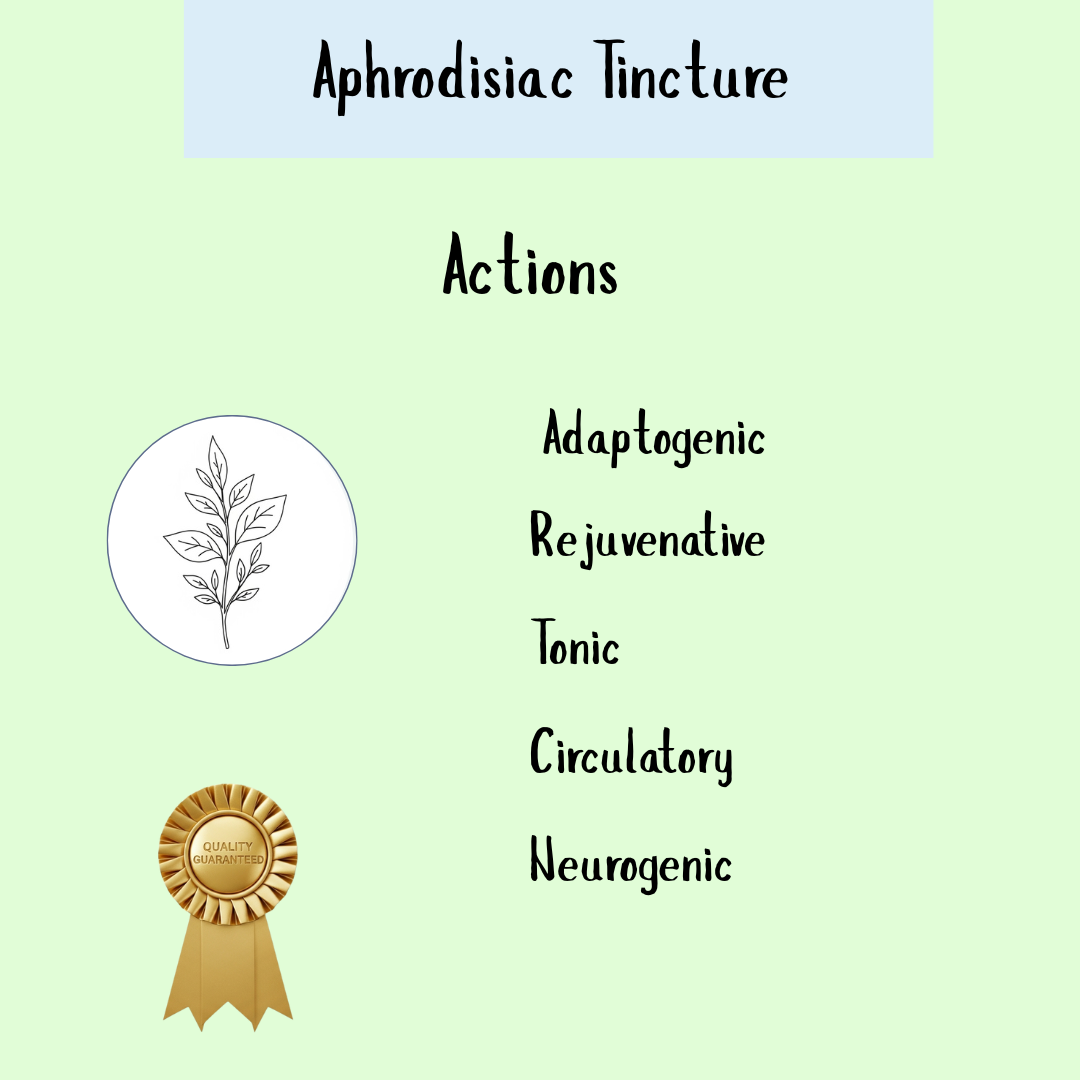Aphrodisiac Formula for Women - 100ml: adaptogenic, rejuvenative, tonic, circulatory, neurogenic—an herbal sex tonic and natural libido booster designed to enhance vitality and arousal.