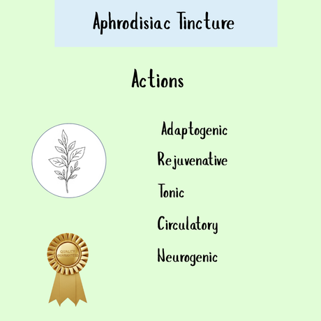 Aphrodisiac Formula for Women - 100ml: adaptogenic, rejuvenative, tonic, circulatory, neurogenic—an herbal sex tonic and natural libido booster designed to enhance vitality and arousal.