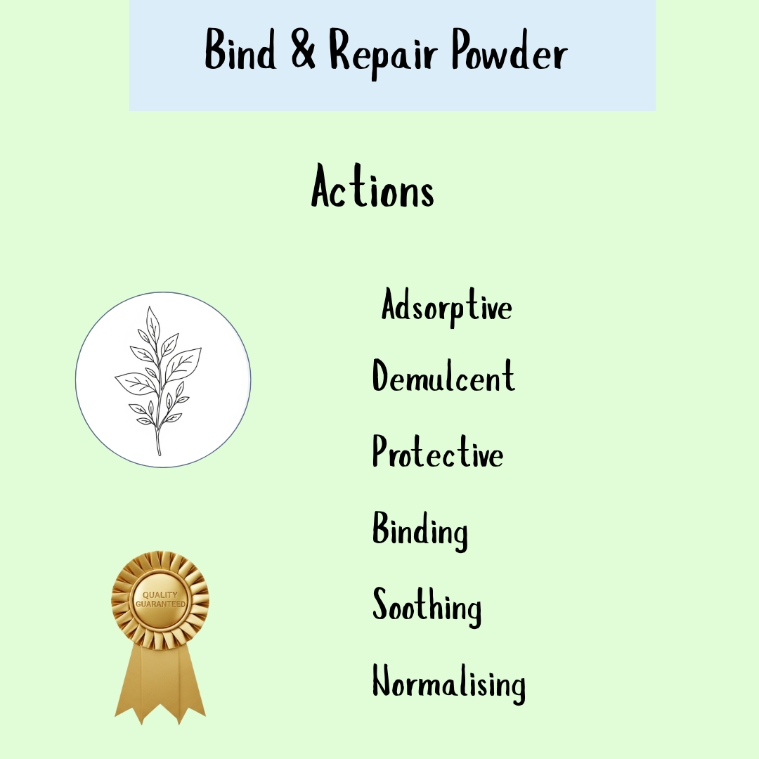 Bind & Repair Powder - 155gm supports gut health with adsorptive, soothing, protective, and binding actions—promoting intestinal purification and overall gastro-intestinal wellness.