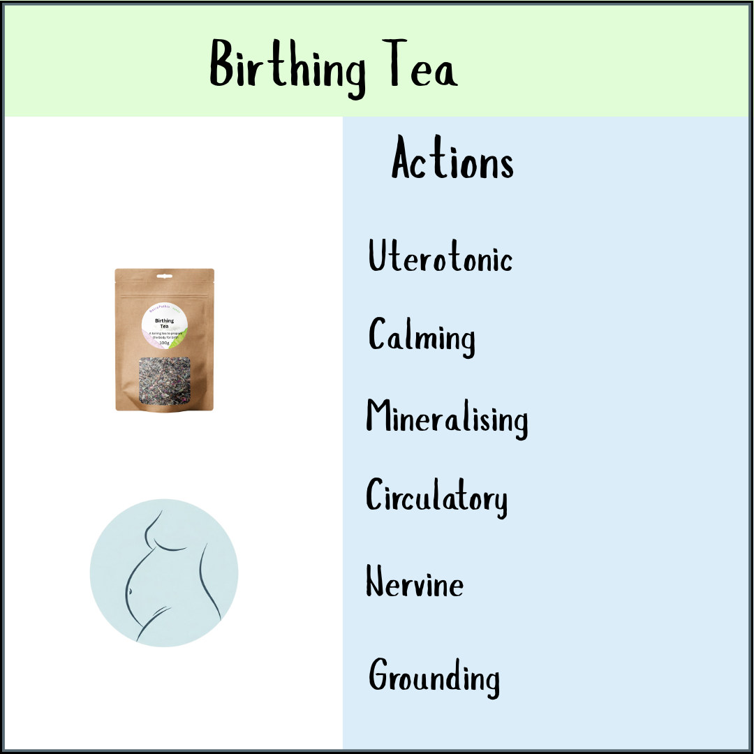 Birthing Tea - 100 gms is a calming, mineral-rich pregnancy tea blend with uterotonic and circulatory benefits—ideal for preparing for birth and supporting your body’s natural rhythm.