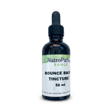 A 50 ml dropper bottle labeled "Bounce Back Kit - Get Well Faster!," an immune system booster, on a white background.