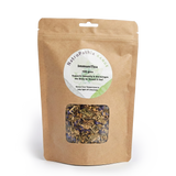 ImmuniTea - 100gms comes in a brown resealable pouch and contains a blend of dried herbal tea leaves designed to support the immune system.