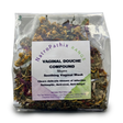 A clear bag of Vaginal Douche Compound - 50gms contains dried herbs with labeled product info, specially formulated for anti-bacterial support and vaginal health.