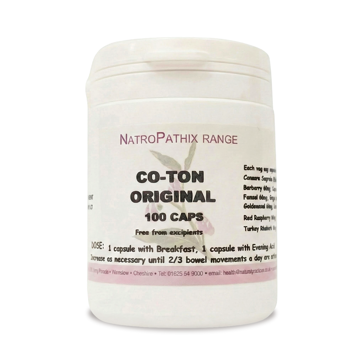 Co-Ton Original - 100 Caps is a dietary supplement with a herbal formula from the NatroPathix Range, designed to support healthy bowel movements.