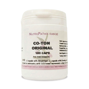 Co-Ton Original - 100 Caps is a dietary supplement with a herbal formula from the NatroPathix Range, designed to support healthy bowel movements.