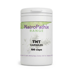 White bottle labeled "NatroPathix TNT - Co-Ton's Big Brother 100 caps" on a plain background, designed to support healthy bowel motility and promote regular bowel movement.