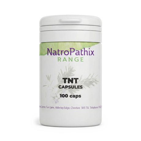 White bottle labeled "NatroPathix TNT - Co-Ton's Big Brother 100 caps" on a plain background, designed to support healthy bowel motility and promote regular bowel movement.