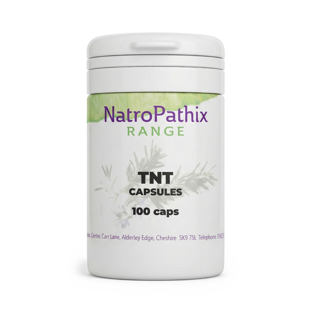 White bottle labeled "NatroPathix TNT - Co-Ton's Big Brother 100 caps" on a plain background, designed to support healthy bowel motility and promote regular bowel movement.