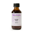 Brown bottle labeled "Female Tonic - 200ml" with a black cap on a white background, formulated to support hormones and regulate periods.