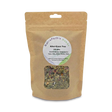 A brown resealable bag labeled "Allergi-Ease Tea - 100gms" displays loose herbal tea inside, made with immune-supporting herbs to provide natural hayfever relief.
