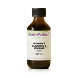 Brown bottle labeled "Women's Clearing & Uterine Tonic - 300ml," a herbal tincture for uterine health support, shown on a white background.