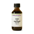 Brown bottle labeled "Vitex and Centaury Tincture - 200/300ml" against a white background, designed to support hormonal balance and ease menopausal symptoms.