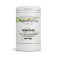Fem-Ease - 100 Capsules: White bottle for relief from premenstrual and menopausal symptoms.