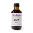 A brown bottle labeled "Meno-Ease Tincture - 200/300ml" with a black cap, containing phyto-oestrogenic herbs to support menopause relief and help ease hot flushes.