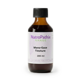 A brown bottle labeled "Meno-Ease Tincture - 200/300ml" with a black cap, containing phyto-oestrogenic herbs to support menopause relief and help ease hot flushes.