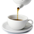 Hayfever Tea - 100gms being poured from a teapot into a white cup and saucer on a white background, ideal for natural antihistamine support and hayfever relief.