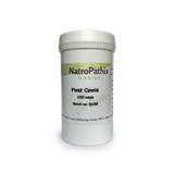 A white bottle labeled "Post Covid - 100 Caps" on a plain background. These adaptogenic capsules are designed to support recovery after COVID.