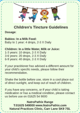 Children's Tincture Guidelines document with dosage instructions