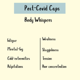 The "Post Covid - 100 Caps" supports recovery from symptoms like fatigue, weakness, and mental fog after COVID, emphasizing the need for effective fatigue relief and herbal capsules in post-COVID wellness.