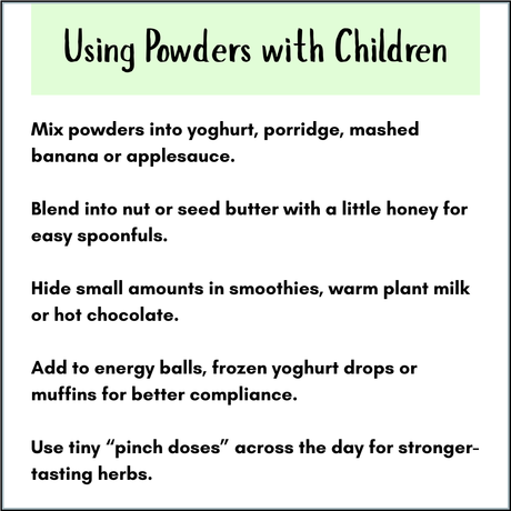 Using Powders with Children tips infographic
