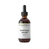 A brown glass dropper bottle labeled "Va Va Voom Tincture - 100/200/300ml"—an adaptogenic tonic formulated to naturally boost energy and support adrenal health.